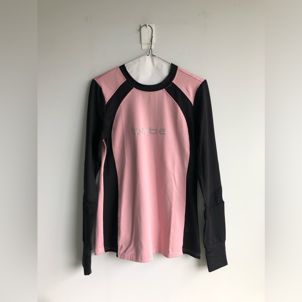 NWOT Bebe Sport Rhinestones Logo Workout Top
